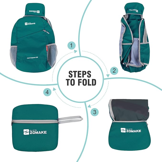 ZOMAKE Lightweight Packable Backpack 20L, Foldable Backpacks Small Daypack for Hiking Water Resistant Day Bag for Travel(Olive Green)