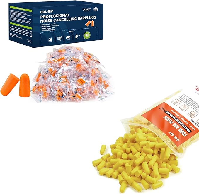 Foam Ear Plugs - Noise Reduction Disposable Earplugs for Shooting, Sleeping, Work & Construction Site