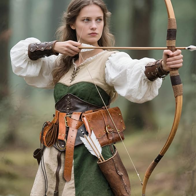 Renaissance Belt Pouch Viking Leather Medieval Belt Waist Bag Pirate Cosplay Festival Halloween Adjustable Accessories (Bottle-Brown)