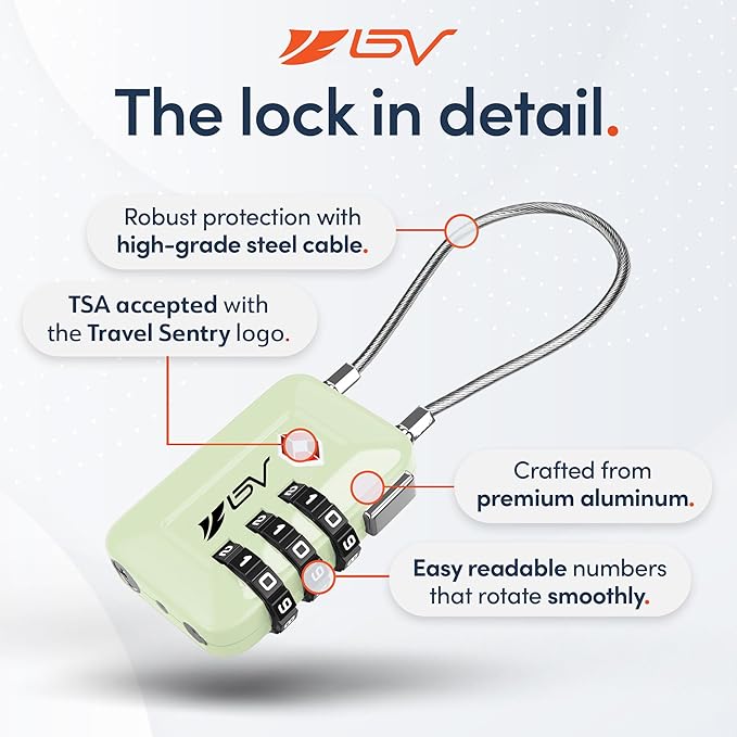 TSA Accepted Luggage Travel Lock, Set-Your-Own Combination Lock for School Gym Locker, Luggage Suitcase Baggage Locks, Filing Cabinets, Toolbox, Case (Mint Green, 4 Pack)