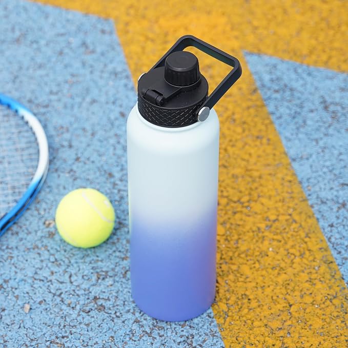 BJPKPK Insulated Water Bottles with Straw Lid, 40oz Cold & Hot Thermo, Stainless Steel Metal Water Bottle with 3 Lids, Reusable Thermo, Cups, Mugs, Tumblers,Charming Red