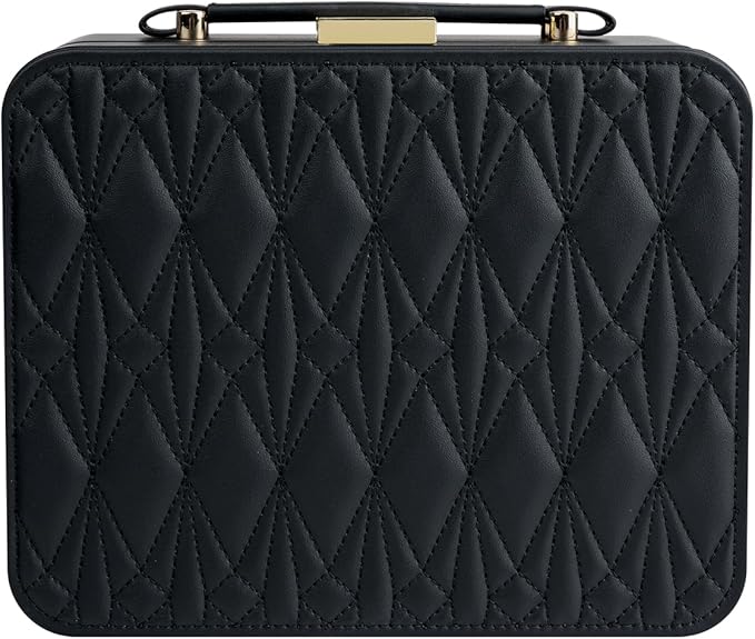 Portable Jewelry Box, Large Travel Jewelry Case Organizer (Black)