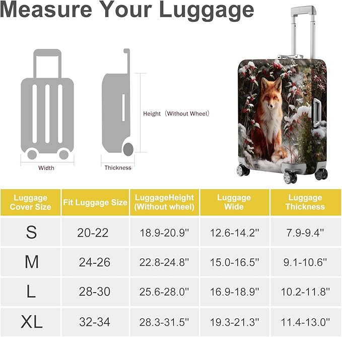 FOREVER QUEEN Winter - Fox Luggage Cover Suitcase Protector Suitcase Cover Anti-Scratch,Stretchable Bag Cover Washable Durable Polyester