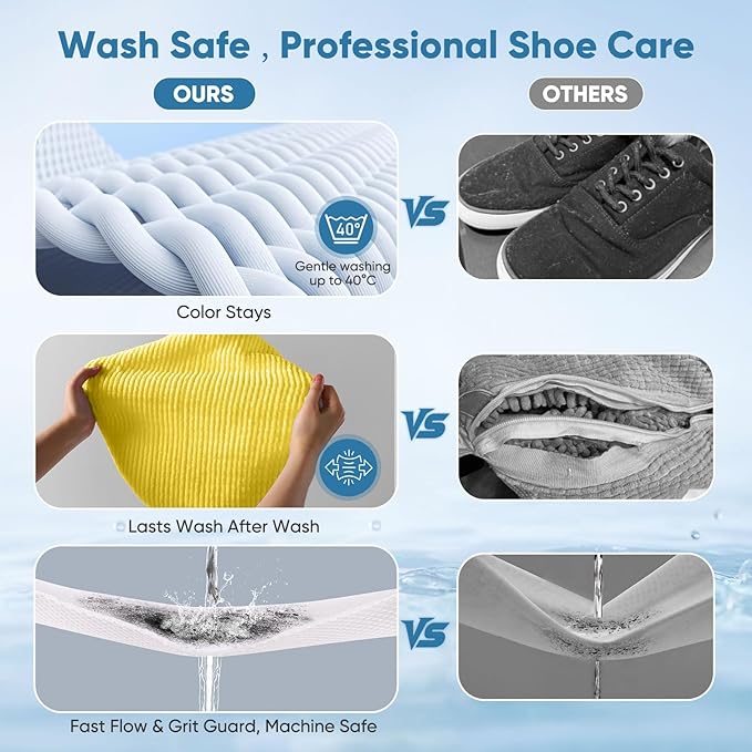 Shoe Washer Machine Bag 2Pack - Reusable Shoe Laundry Bag with Mesh Socks Washing Bag - 360°Deep Protective Cleaning Bags for Sneakers Delicate Footwear - Home Dorm Travel Essentials, Yellow