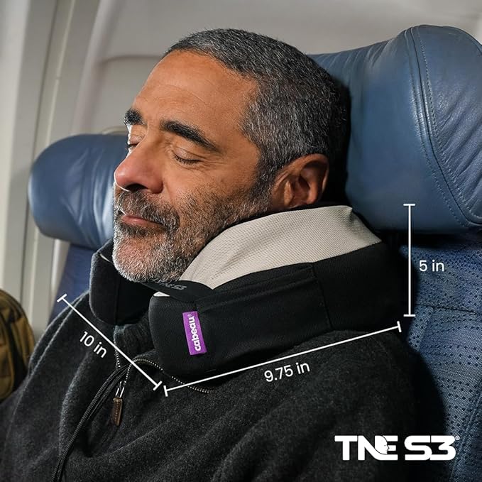 Cabeau Travel Neck Pillow for Airplanes – The Neck’s Evolution, TNE S3 – Supportive Memory Foam Design for Long Haul Flights – Attachable Seat Straps and 360° Support (Paris Lavender)