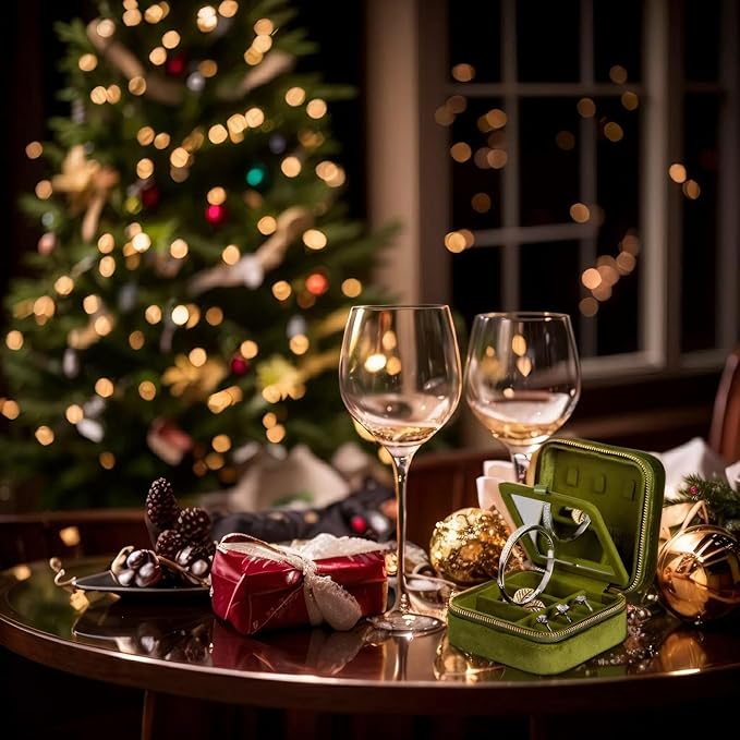 Velvet Jewelry Box, Small Travel Jewelry Organizer, Portable Jewelry Case for Women with Mirror, Green Mini Plush Travel Box