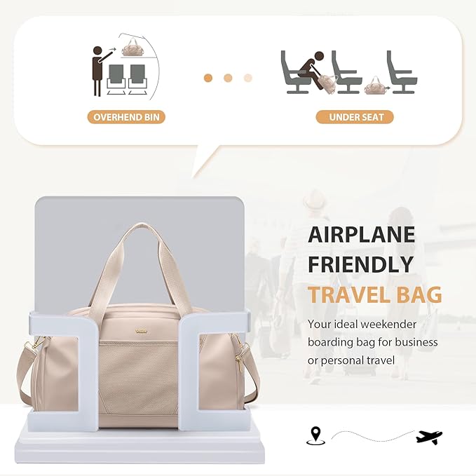 VNINE Duffle Bag for Women Men Travel Bags with Shoes Compartment Carry On Weekender Bag Airlines Approved Duffel Bag with Wet Pocket Water Resistant Overnight Sports Workout Dance Bags