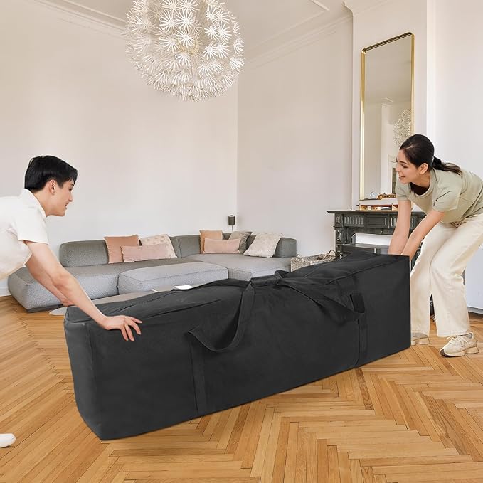 COOLBEBE 52" Sports Duffle Bag - 160L Extra Large Travel Duffel Luggage Bag with Upgrade 2-way Lockable Zippers, Sturdy & Water Resistant Long Duffle Bag for Camping Moving (Black 52inch)