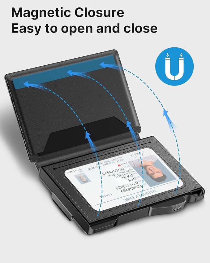 typecase AirTag Wallet for Men: Pop Up Card Case, Secure Holder for Apple Air Tag, Premium Leather, Smart, RFID Blocking, Slim, Minimalist, Thin, 13 Cards Capacitiy | ID Window | Money Clip (Black)