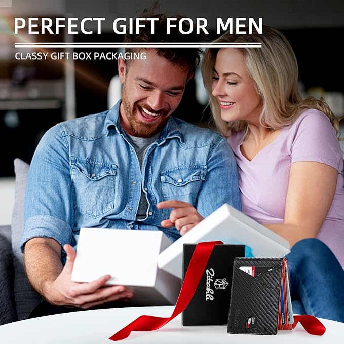 Zitahli Wallet for Men Slim 11 Credit Card Holder RFID Blocking Small Men's Wallet Bifold Minimalist Front Pocket With Mens Gifts Box