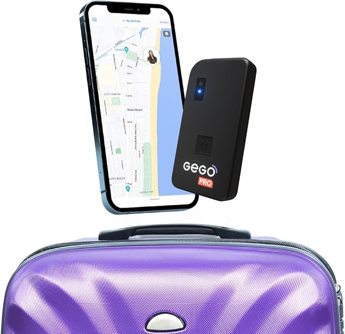 GEGO PRO - GPS Luggage Tracker, Real-Time Global Tracking for Bags, Luggage & Travel Gear, No BT Limits, Bag-Opening Alerts, Smart Travel Features, Multi-Network SIM (Subscription Required)