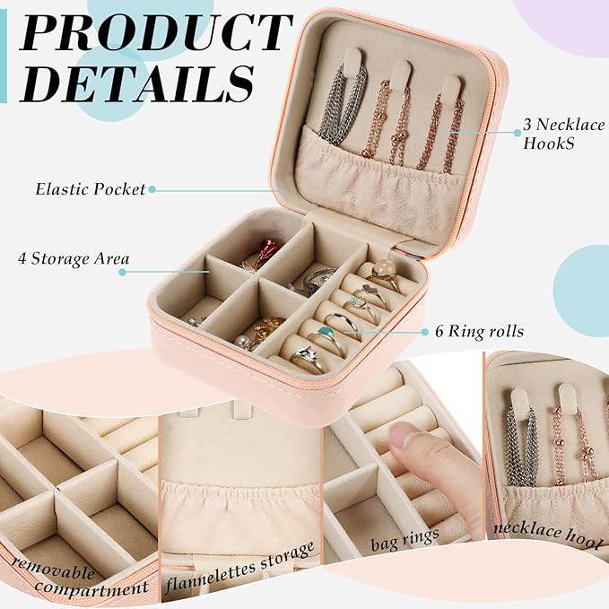 Batiyeer 50 Pcs Small Jewelry Travel Case Bulk Mini Jewelry Box Wedding Bridesmaid Proposal Return Gift for Pooja(White Pink Blue)