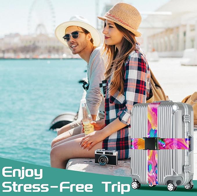 Slohif Luggage Straps for Suitcases Travel Belt Accessories Luggage Connector Identifiers Over Handle with Buckle Unique Nylon Adjustable Strap for Sleeping Bag Car Seat Butterfly (2 Pack)