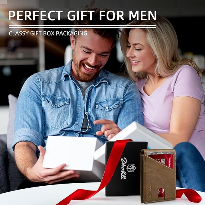 Zitahli Wallet for Men Slim 11 Credit Card Holder RFID Blocking Small Men's Wallet Bifold Minimalist Front Pocket With Mens Gifts Box