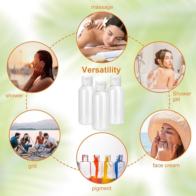 80 Pack 2.8 oz Clear Plastic Bottles with White Flip Caps, Travel-Friendly, BPA-Free Cosmetic Bottles