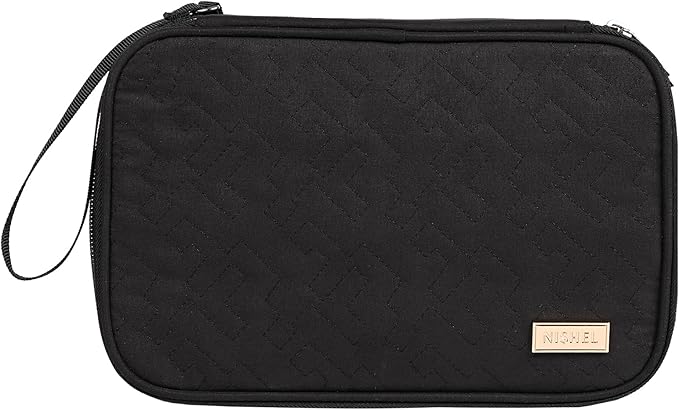 NISHEL Travel Cord Organizer Case, Double Layers Tech Electronic Bag, Essentials for Charger, Cable, Phone, Flash drive, Large, Black