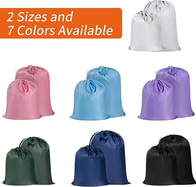 Polecasa Heavy Duty Large Laundry Bag with 130gsm Tear Resistant Fabric and Handles, Easy to Carry Durable Dirty Clothes Drawstring Bag, Perfect for College Dorm,Travel, 2 Pack 28”x36”,Green