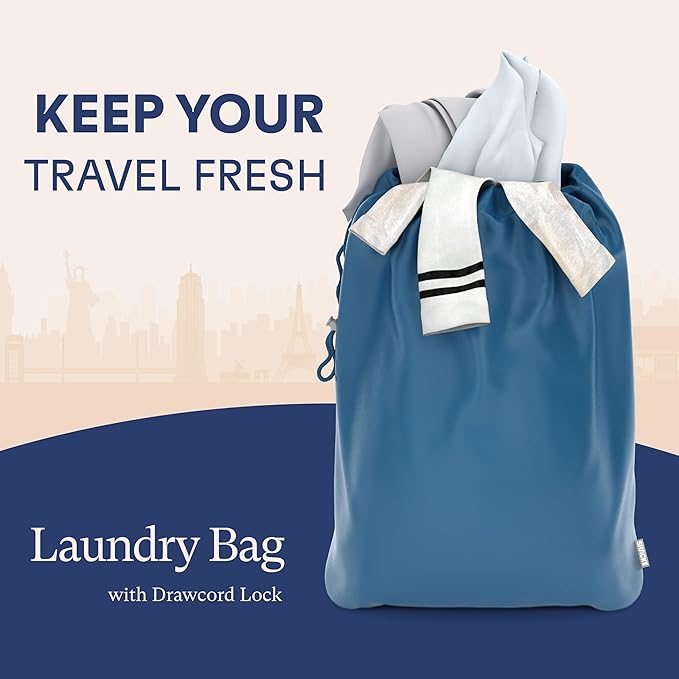 Shacke Premium 5 Packing Cubes Set - Lightweight Mesh Travel Luggage Organizers with Laundry Bag, 5-Piece Suitcase Storage System (Navy)