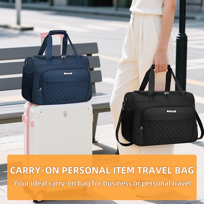 Travel Duffle Bag for Women, Underseat Carry On luggage Bag Foldable Overnight Weekender Hospital Bag Lightweight Airplanes Personal Item Travel Tote Bag for Women Birthday Gifts, 16IN Navy Blue