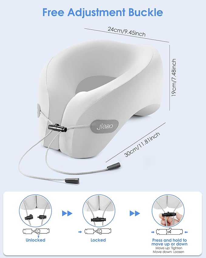 jiaao Travel Pillow, Neck Pillow Airplane, Plane Pillow Memory Foam Travel Neck Pillow with 360° Head and Neck Support, Portable Travel Essential Suitable for Airplane, Car, Train, or Bus Trip