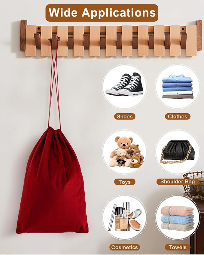 FantasyLife Shoe Bags for Travel, Washable Dust Bags for Storage & Packing, Flannel Shoe Pouch with Drawstring Closure for Purses, Handbags, Shoes & Toys (4, Rio Red)