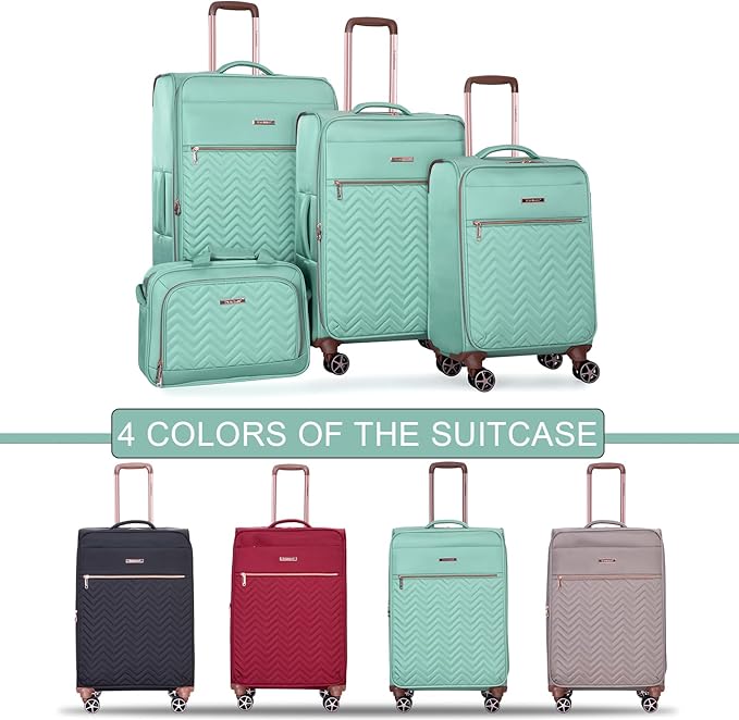 Travelhouse Luggage Set, Softside Suitcase 4-Piece (16/20/24/28), Expandable Lightweight Luggage Sets with Duffel Travel Bag,Suitcase with Double Spinner Wheels