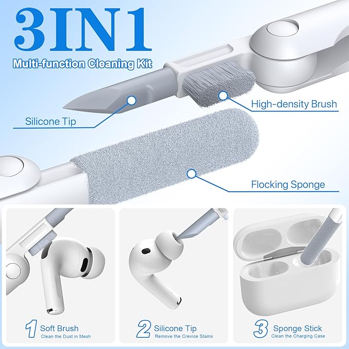 R-fun for AirPods Pro 3 Case (2025) Cover with Cleaning Kit, Military-Grade Shockproof Transparent Non-Yellowing, Auto Pop-Up Lid Design for AirPods Pro 3rd Generation Case, Clear White