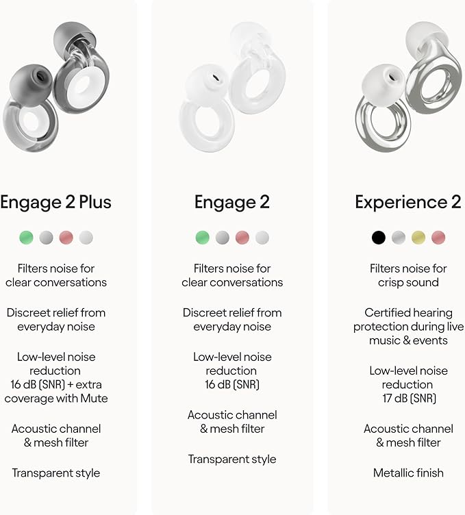 Loop Engage 2 Plus Ear Plugs – Everyday Noise Relief with Clear Speech for Social Gatherings, Work, Conversation, Parenting & Noise Sensitivity – 16 dB Noise Reduction + Mute for Extra Coverage, Dusk