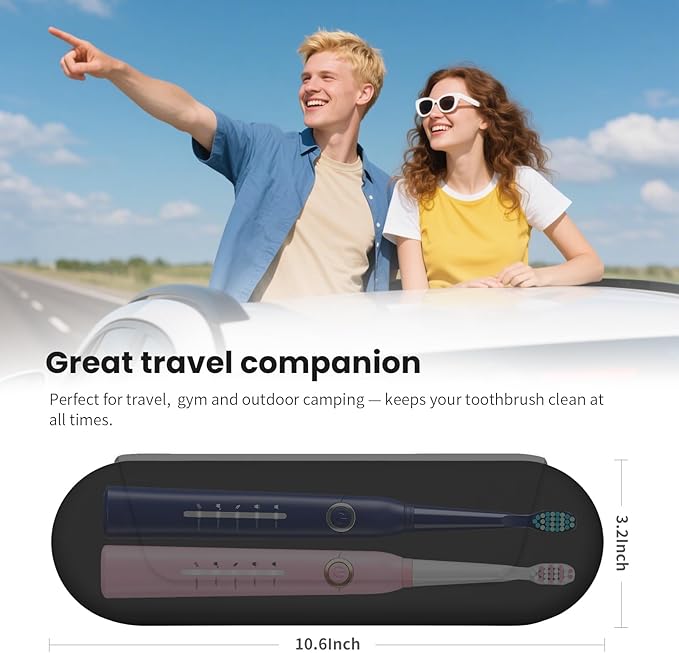 Silicone Electric Toothbrush Travel Case, Manual Toothbrush Travel Cover for Men and Women,Toothbrush Holder for Travel,Gym and More, Fits Most Manual and Electric Toothbrushes - Black