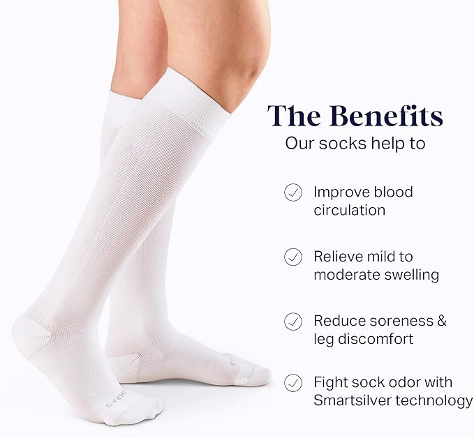 Comrad Nylon Knee High Socks - 15-20mmHg Graduated Compression Socks - Soft & Breathable Support Unisex Socks