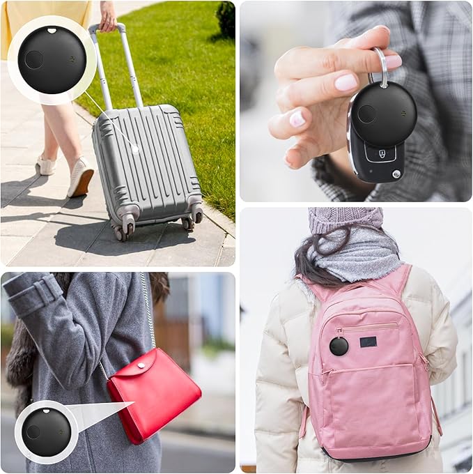 Geevon Smart tag-4 Pack Bluetooth Tracker Work with Apple Find My (iOS Only).Item Finder for Keys, Wallet,Backpack, Luggage (4P Black)