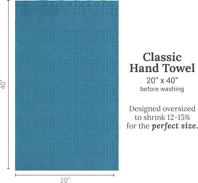 GILDEN TREE Waffle Hand Towels for Bathroom Quick Dry Towel Super Absorbent Thin 100% Cotton Lint Free, Hand Towels for Bathroom Set of 2, Classic Style (Aqua)