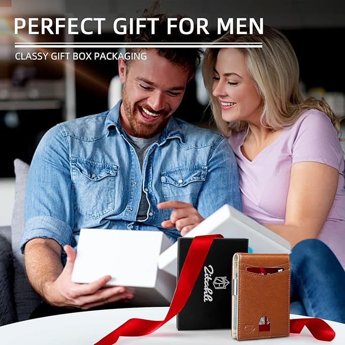 Zitahli Money Clip Wallets for Men,Slim Bifold Wallet 10-12 Cards, Mens Leather Wallet with ID Window,RFID Blocking Thin Minimalist Credit Card Holder,Gifts for Him