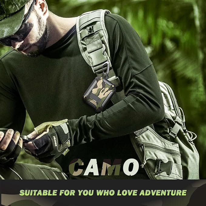 RFUNGUANGO for AirPods Pro 2nd Generation Case Cover with Cleaner Kit, Military Hard Shell Protective Armor with Lock for AirPod Gen 2 Charging Case 2022, Front LED Visible,Black Camou