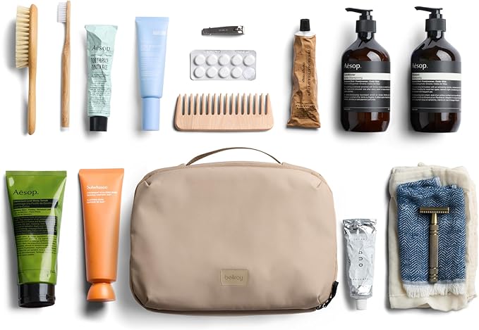 Bellroy Hanging Toiletry Kit Plus (8 Liter Travel Hanging Toiletry Bag) - Stone