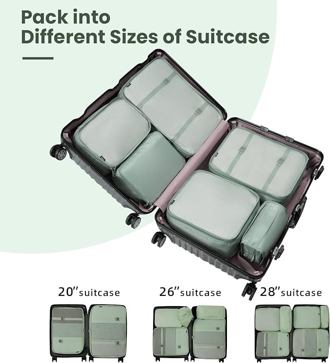 BAGAIL 6 Set/8 Set/10 Set Packing Cubes Various Sizes Packing Organizer for Travel Accessories Luggage Carry On Suitcase