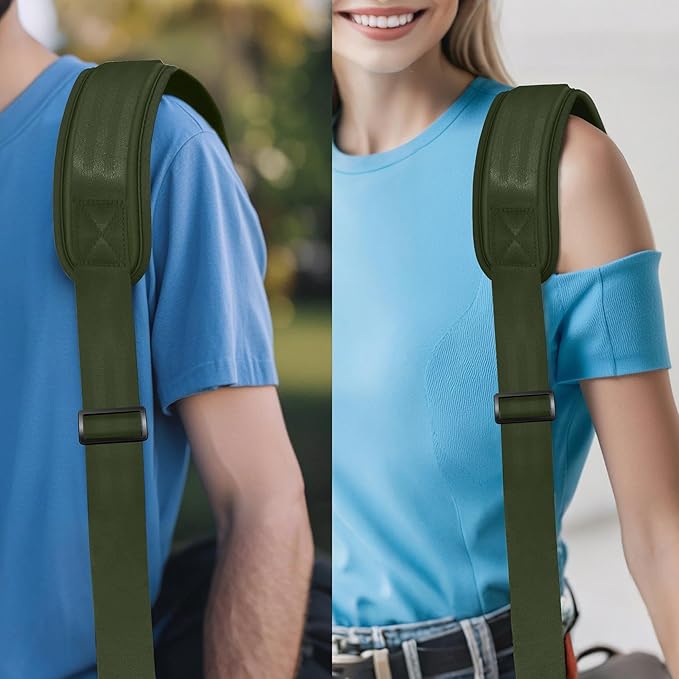 ZINZ 79.5" Universal Strap with Ultra-Thick Fixed Breathable Pad - Adjustable Heavy-Duty Shoulder Strap for Laptop, Crossbody, Luggage, Gym, Camera Bag and More,Army Green