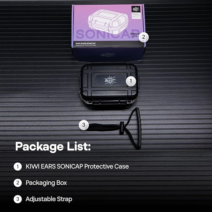 Linsoul Kiwi Ears SONICAP Waterproof Earbud Case,Hard Protective IEM Storage Box with EVA Lining,Hard Carrying Bag for Headphones,Earphone,Travel Carrying Case Fit for ZS10 Pro,Zero:2,EW300 (Black)