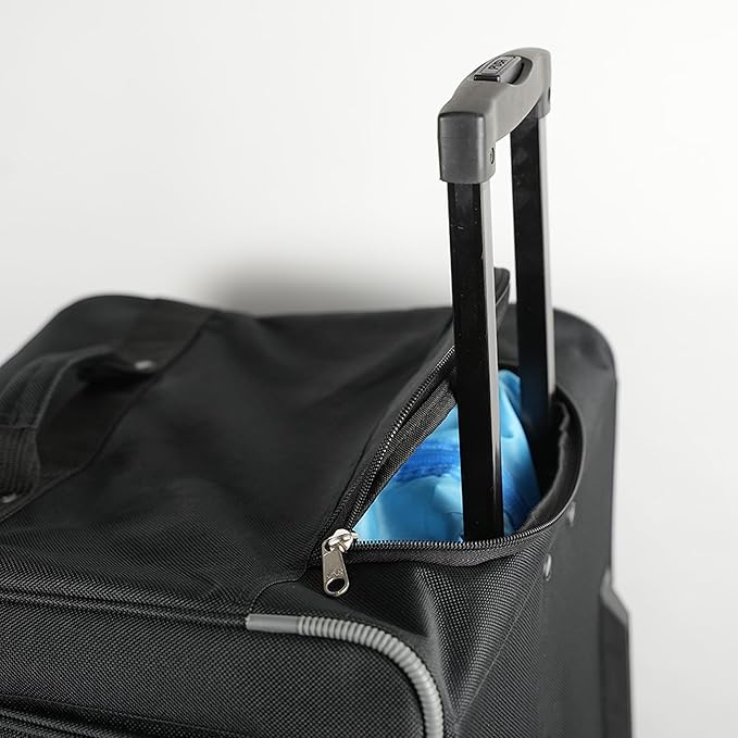 33" Rolling Duffle Bag with Wheels and Handle - Multiple Compartments/Compression Straps With Buckles Balck/Gray trim Large