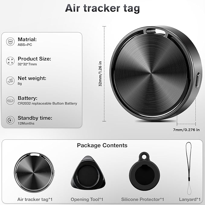 iOS and Andriod Airtag,Andriod Tracker Tags,Air Tag for Andriod,Support Dual System,Works with Google Find Hub and Apple Findmy, Locator & Tracker for Luggage, Key, Wallet, Backpack and More