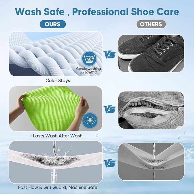 Shoe Washing Bag 2Pack - Reusable Shoe Laundry Bag with Mesh Socks Washer Machine Bag - 360°Deep Protective Cleaning Bags for Sneakers Delicate Footwear - Home Dorm Travel Essentials, Green