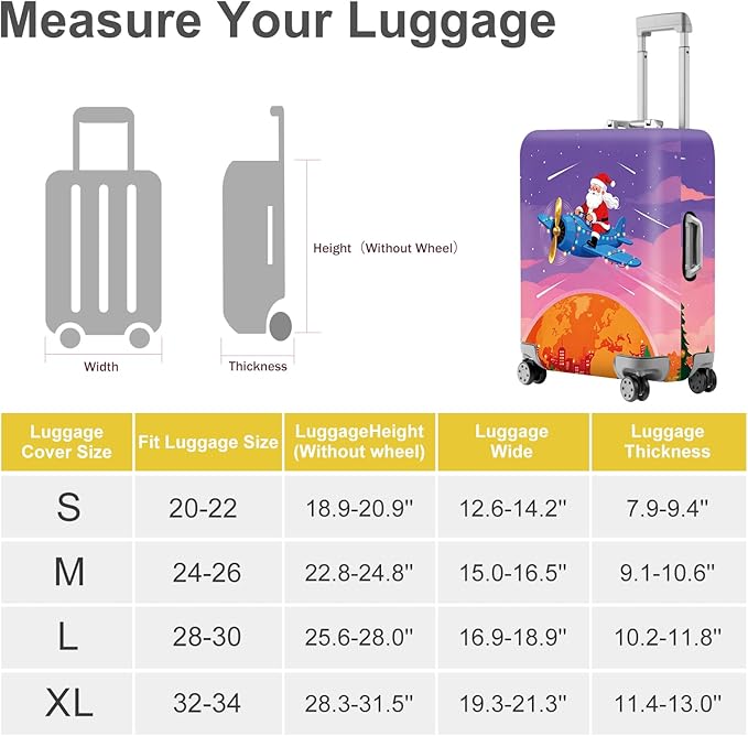 FOREVER QUEEN Santa Claus - Travel Luggage Cover Suitcase Protector Suitcase Cover Anti-Scratch,Stretchable Bag Cover Washable Durable Polyester