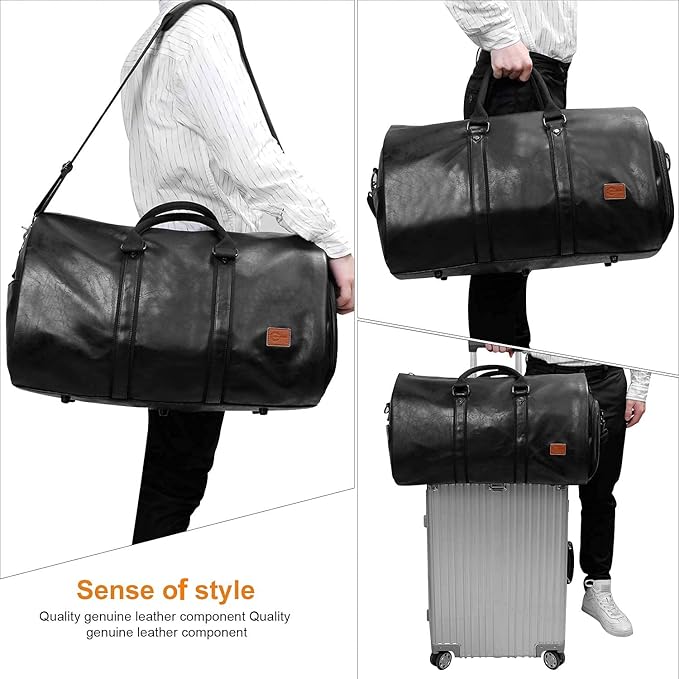 seyfocnia Convertible Travel Garment Bag,Carry on Garment Duffel Bag for Men Women - 2 in 1 Hanging Suitcase Suit Business Travel Bag