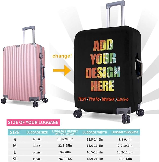 Personalized Luggage Suitcase Cover With Photo Dog Cat, Picture Custom Suitcase Cover, Custom Luggage Cover (S (for 18--21 inch luggage))