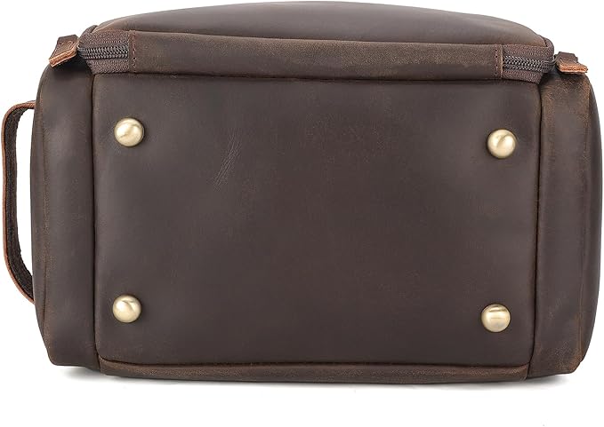 Polare Full Grain Leather Toiletry Case Bag Travel Dopp Kit Organizer Hanging Makeup Cosmetic Shaving Kit Wash Case for Men