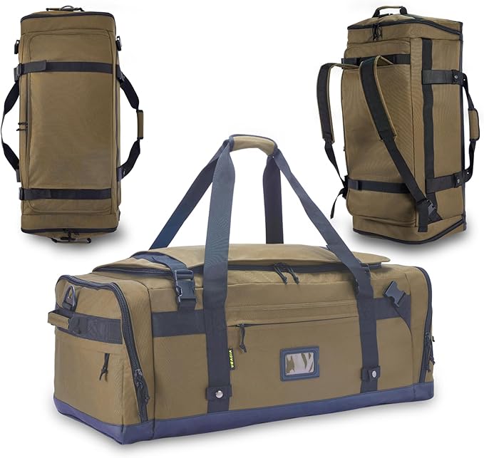 Large Duffle Bag for Travel - Men & Women, Foldable Gym Duffle Backpack, Heavy Duty Tactical Military Canvas Duffel Bags, Extra Big Carry On with Shoe Pockets, Waterproof (80L/103L)