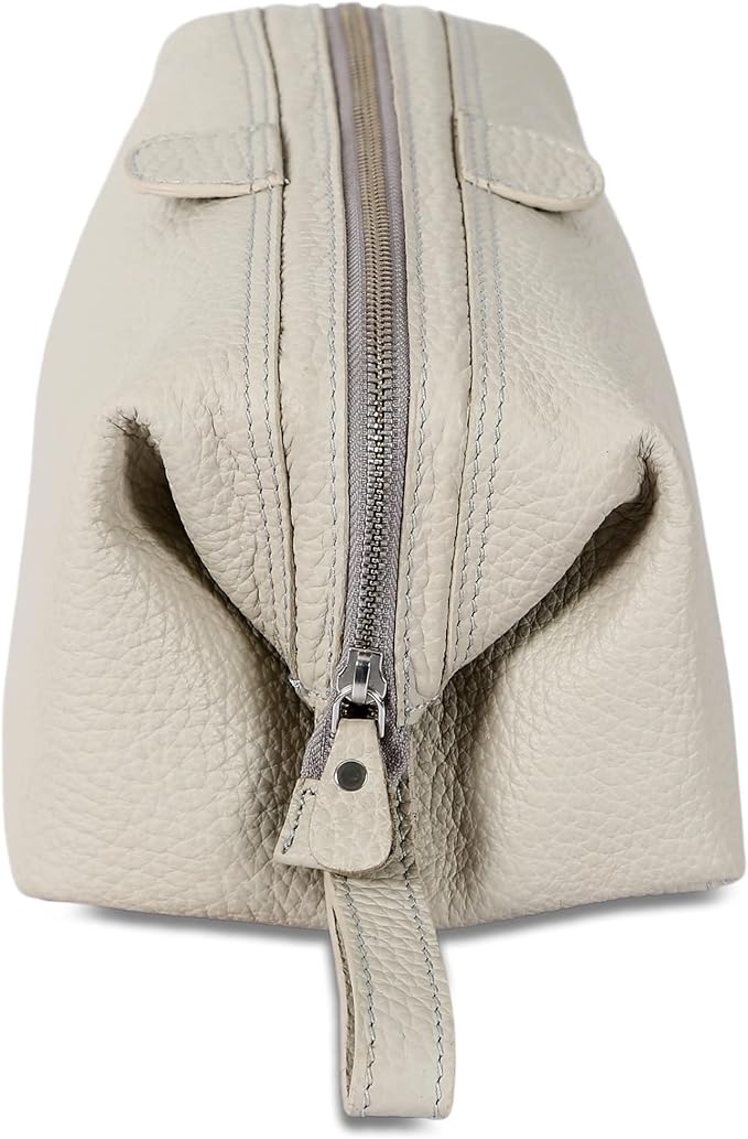 KomalC Premium Buffalo Leather Toiletry Bag for Men & Women – Leather Dopp Kit With Water resistant Lining, Premium Toiletry Travel Pouch, Unisex Wash Bag for Toiletries, Gifts for Men and Women