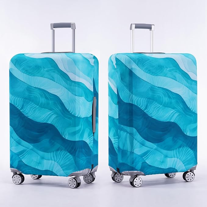 Travelkin Luggage Covers For Suitcase Tsa Approved,Suitcase Cover Protector Fit 18-32 Inch Luggage (Blue Wave, S)