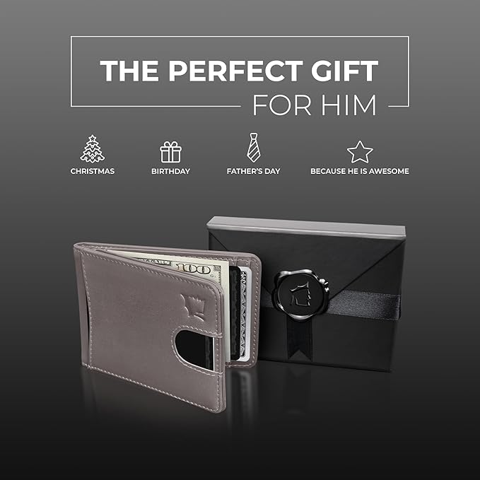 Kingly Cash Pocket Slim Wallet for Men - RFID Blocking Leather Card Holder - Minimalist Men’s Wallet for Front Pockets - Holds 1-15 Cards & Cash - Durable Italian Leather Wallets