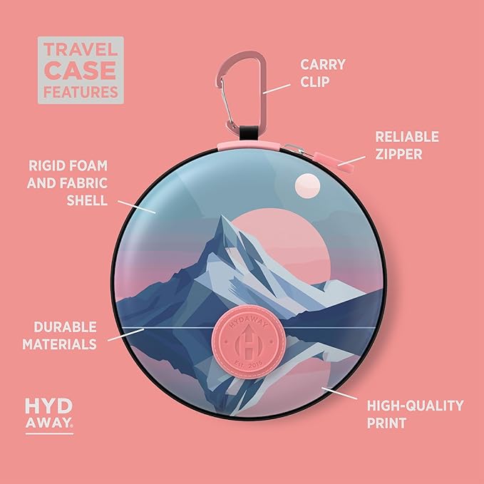 HYDAWAY Travel Case for Collapsible Bottles, Bowls & Cups - Protective Storage with Carabiner Clip - Durable, Water-Resistant, TSA-Friendly
